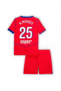 Paris Saint-Germain Nuno Mendes #25 Babyklær Tredje Fotballdrakt til barn 2025-26 Korte ermer (+ Korte bukser)